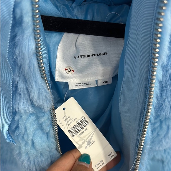 Anthropologie Sky Blue Faux Fur Coat - Picture 2 of 4